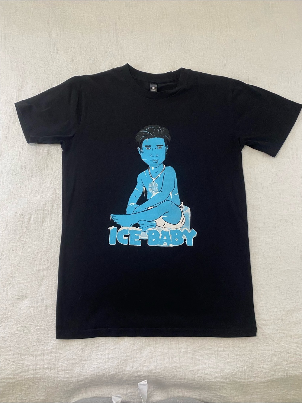 STAPLES AS Colour Mens M Ice Baby Graphic T Shirt Blue Hip Hop Streetwear